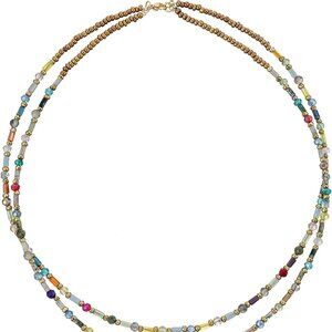 Boho Jasper Stone Crystal Mixed Strand Necklace for Women Girl